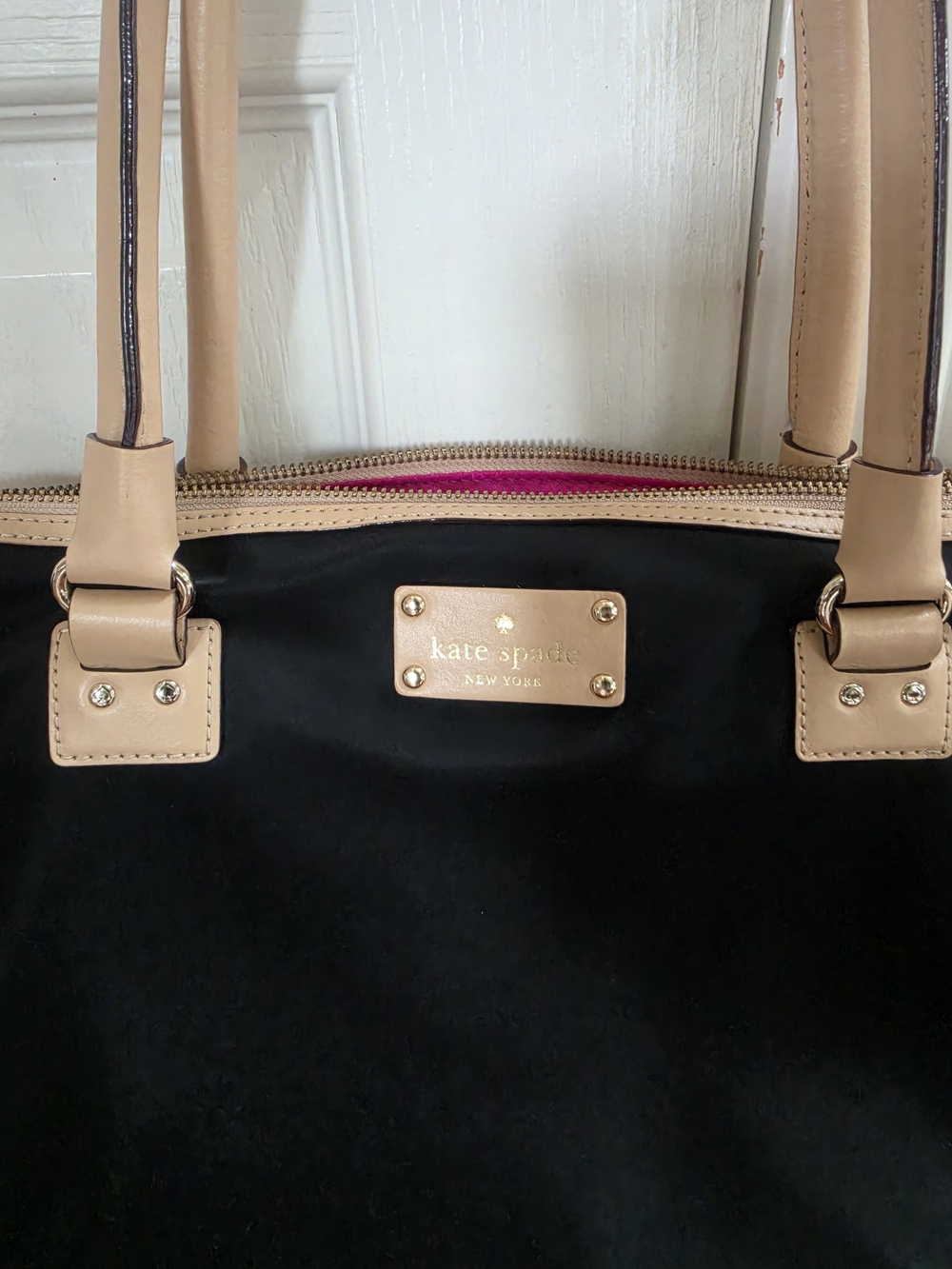 Kate Spade Kennedy Park Calista laptop bag in black nylon with tan leather trim - Picture 8 of 10